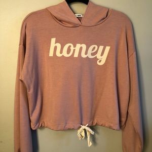 Pink/Blush printed “honey” hoodie with tie